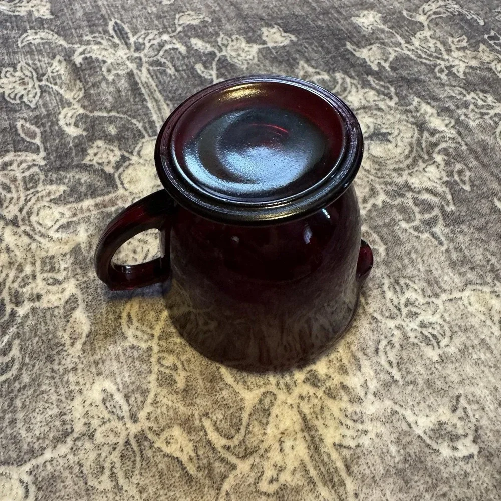 Anchor Hocking Royal Ruby pattern Depression Glass Footed Creamer & Sugar‎